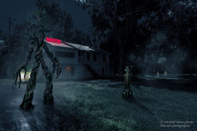 ​Dwiegord is a character who is part tree and part man. Fantasy composite from an original photo of an old building with the elements added in.